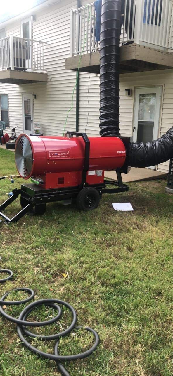 Bed bug treatment machine on a second-story job