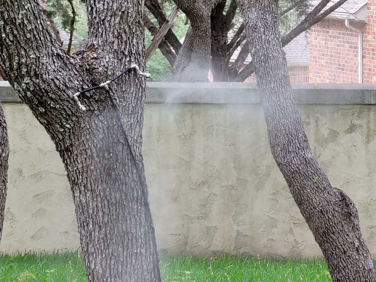 Misting system equipment staged for install or service