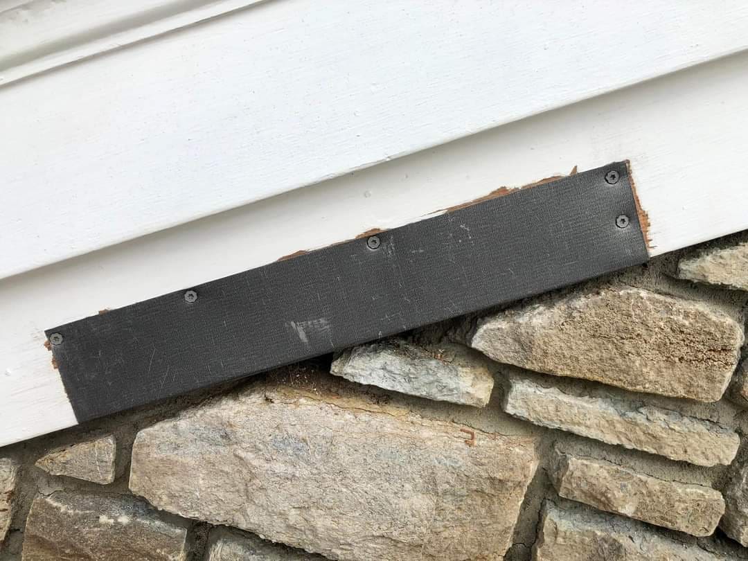 Rodent entry hole sealed after exclusion work