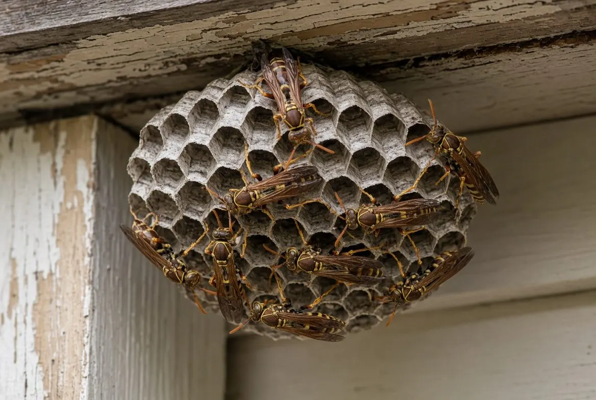 Paper Wasps close-up photo