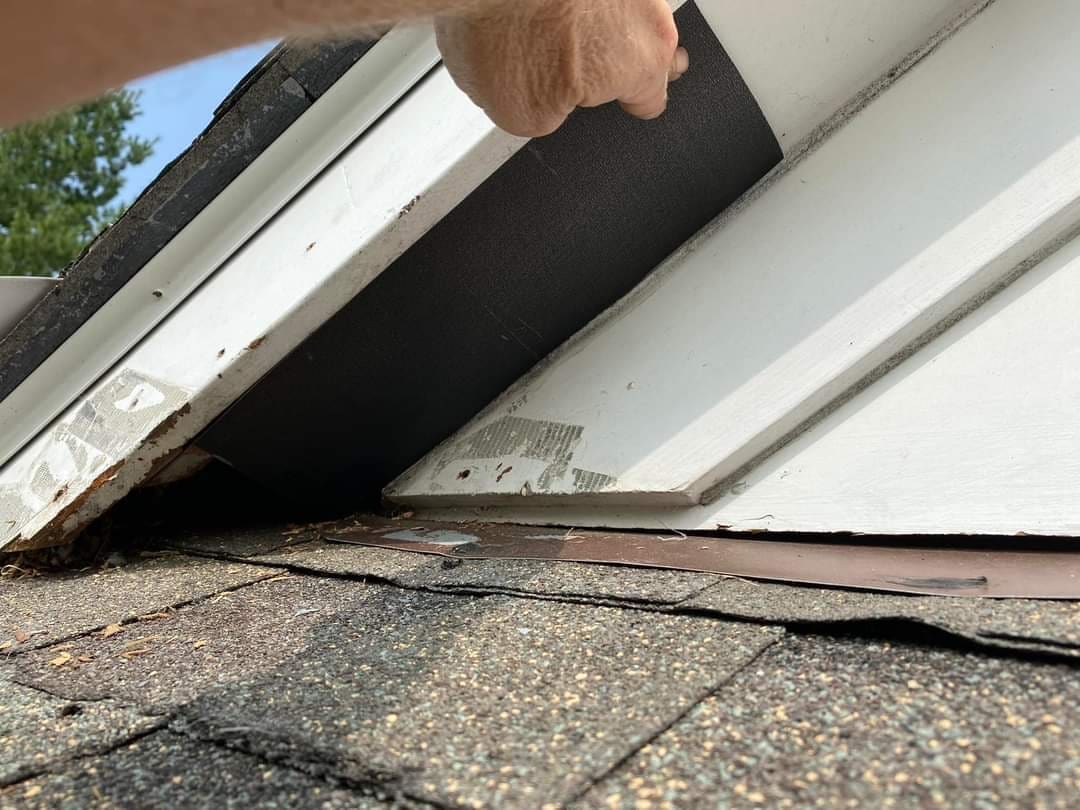 Second view of a rodent entry at the roofline